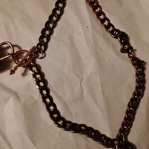 Rhinestone Lock Necklace Golden Bronze Color